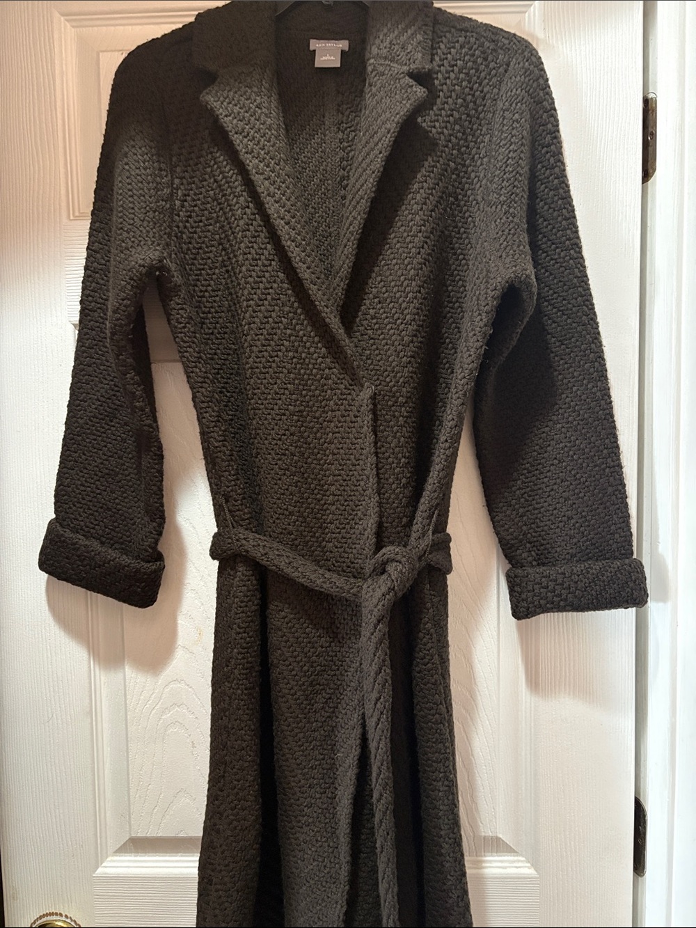 Cozy Belted Knit Robe Coat - Dark Brown Ann Taylor Size L